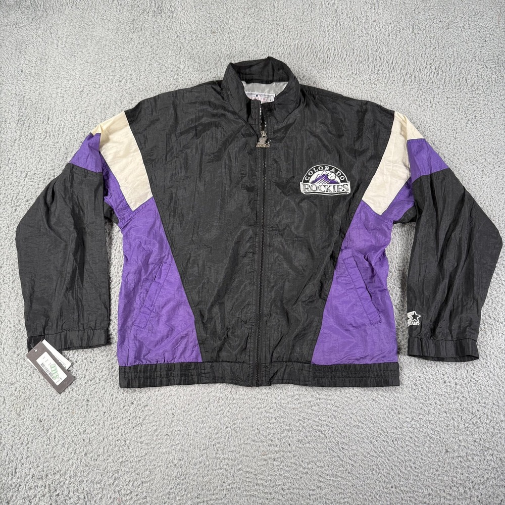 Vintage Colorado Rockies Jacket Mens Medium MLB Baseball Starter 90s Full Zip